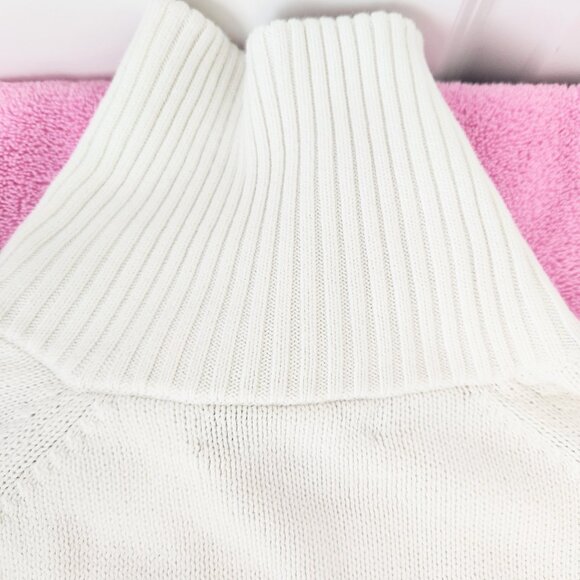 Women's Ralph Lauren White Gold Button Mock Turtleneck Sweater Size XL - Picture 11 of 16